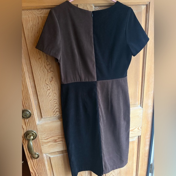 Vintage 90s Black and Brown Colorblock Dress size 10 - Picture 3 of 10